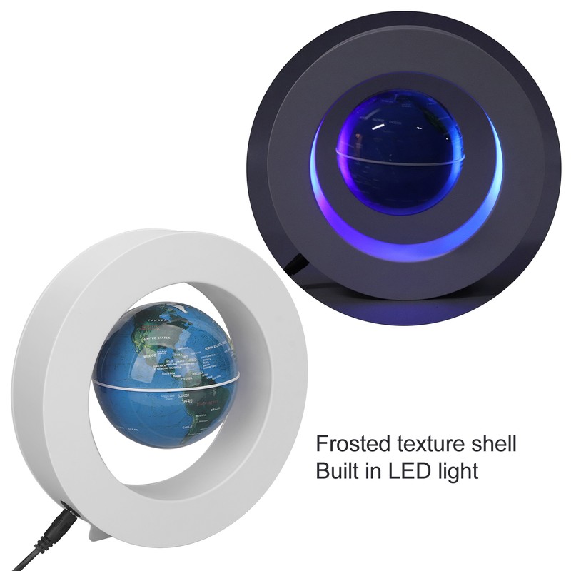 Magnetic Levitation Globe White Built in LED Light Frosted Texture