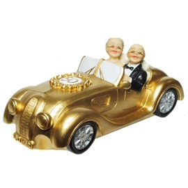 Beautiful Money Box Gold Wedding Couple Piggy Bank Money Box Wedding Gift for Golden Wedding with Rubber Plugs