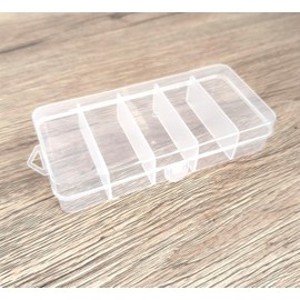 F2M - Set of 2 plastic boxes with 5 compartments - Storage box 127 x 60 x 26 mm transparent - Store food, mechanical parts, beads, sewing, kitchen, fishing tackle