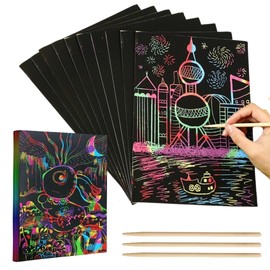 I'm so happy Scratch Art Scratch Paper, Solid Color, a4 for Adults, Kids, Drawing Paper, Coloring Book, Dedicated Pens, Set of 30