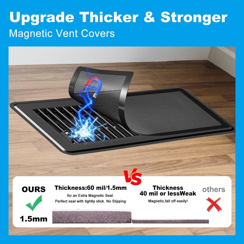 4 PCS Black Magnetic Vent Covers-5.5x12 Magnetic Air Vent Covers