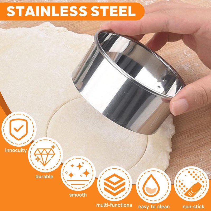 6 Pcs Stainless Steel Round Cookie Cutter Set (2, 3,