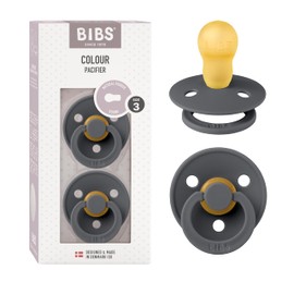 BIBS Pacifiers Colour Collection | Natural Rubber Baby Pacifier | Set of 2 BPA-Free Soothers | Made in Denmark | 18+ Months (Pack of 2) | Iron