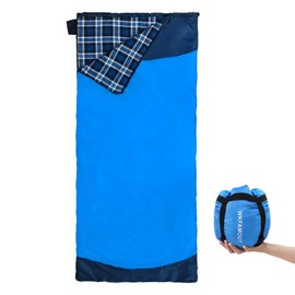 WKFAMOUT Backpacking Flannel Sleeping Bag Lightweight for Adults Hiking Ultralight Compact Sleeping Bag Portable Warm Weather Summer with Compression Sack
