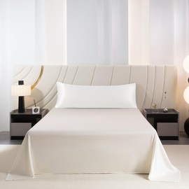 STFRBTH Satin Body Pillowcase for Hair and Skin, White Breathable Pillow Case with Envelope Closure, Soft Silky Pillow Cover, 20x54 Inches