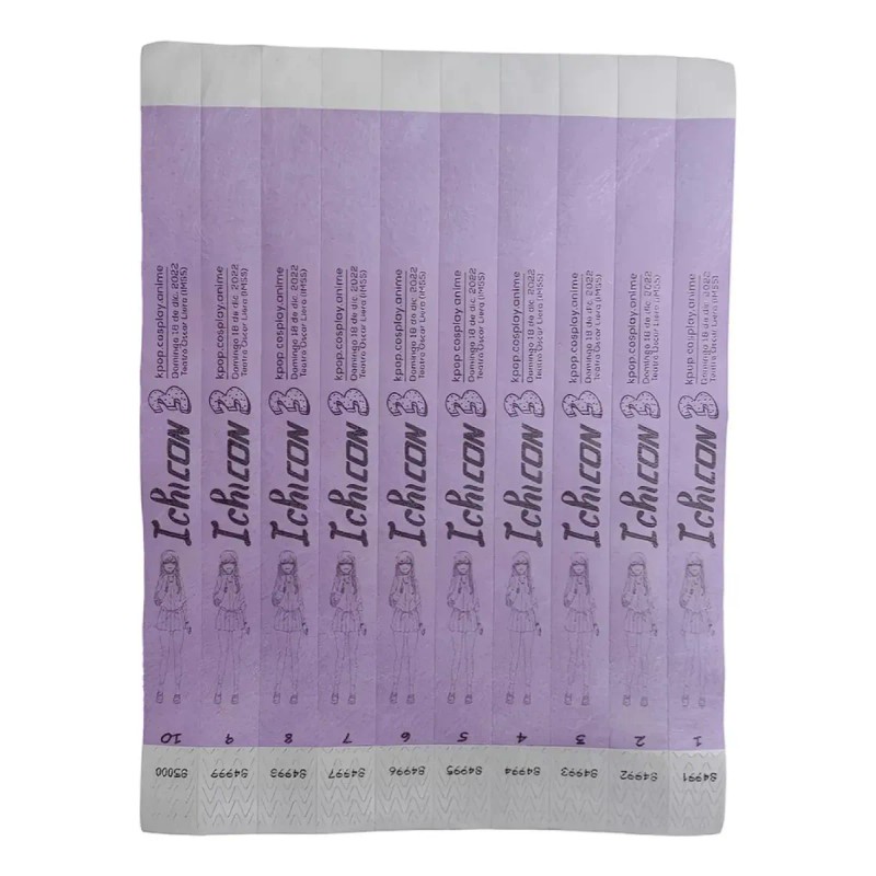 100 Pulseras Brazaletes Tyvek Impresas Con Envio