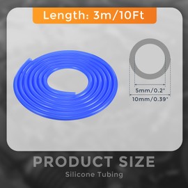 DMiotech Silicone Vacuum Tubing Hose Line, 10Ft 3/16"(5mm) Automotive Replacement Vacuum Hose, 2.5mm Wall Thickness High Temperature Vacuum Tube 130 PSI Max Pressure, Blue