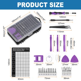 sourcing map 136 in 1 Magnetic Precision Screwdriver Set Electronics Repair Tools Kit with 96 Bits Flexible Shaft and Extension Rod for Cellphone Game Console Laptop PC Computer Camera, Purple