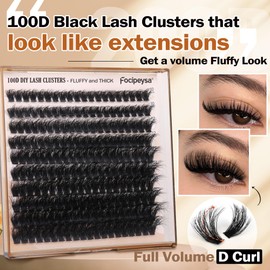 Fluffy Eyelash Extension Kit Volume Lash Clusters Kit 10-18mm Individual Lashes Clusters 100D DIY Lash Extension Kit 200pcs Clusters Lash with Bond and Remover Lash Applicator by Focipeysa