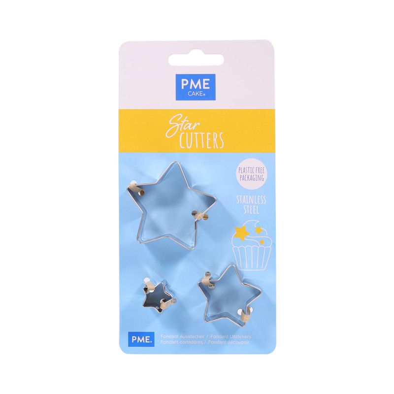 PME Stainless Steel Star Cutters, Set of 3, Silver, 5