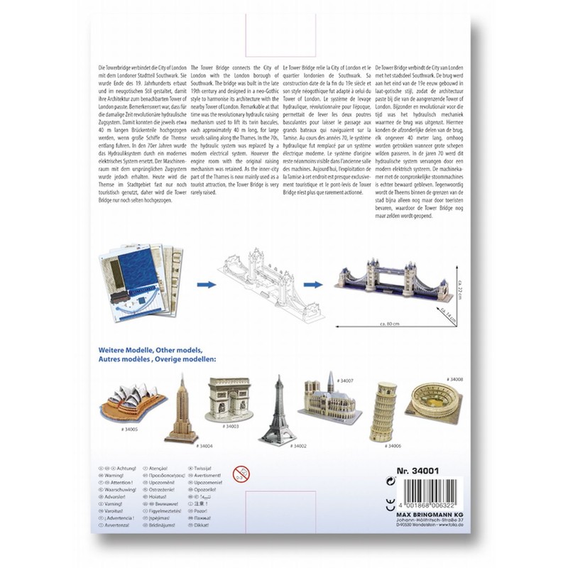 Folia 34001 - 3D-Modellogic, 120 Teile, Tower Bridge - London