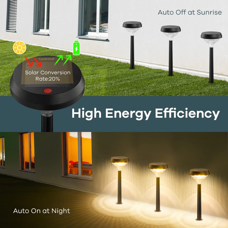 Linkind Solar Pathway Lights 4 Pack, Solar Lights Outdoor, Warm