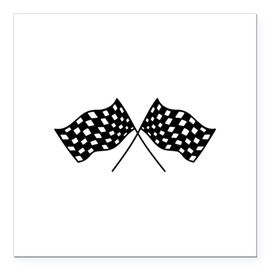 CafePress Checkered Flags Square Car Magnet 3 X 3 Square Car Magnet, Magnetic Bumper Display
