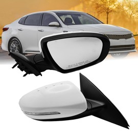Passenger Side Mirror Compatible with 2014-2015 Kia Optima Rear View Mirror With In-housing Signal Light, Manual Folding Power Glass Heated White