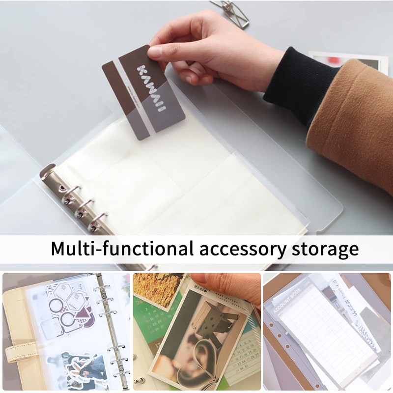 Skycase A5 Binder Pockets, 6-Hole Zipper Pockets Plastic Loose-Leaf Folders,