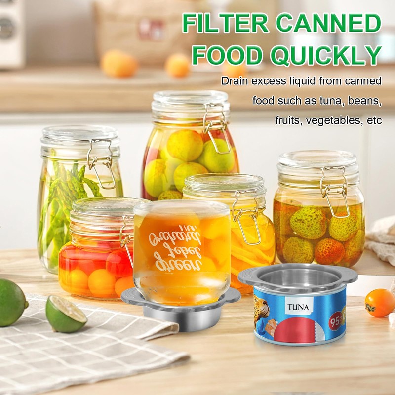 2 Pcs Metal Tuna Can Strainer, Stainless Steel Strainer, Food