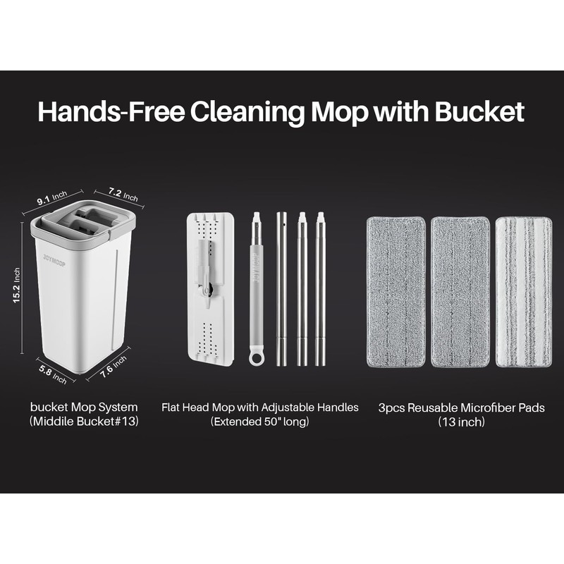 JOYMOOP Mop and Bucket with Wringer Set, Hands Free Flat