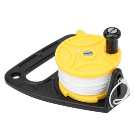 46m Plastic White Wire Diving Spool Reel Thumb Stopper Survival Rope Reel for Outdoor Water Sports Snorkeling Life Saving ToolsYellow(46M)