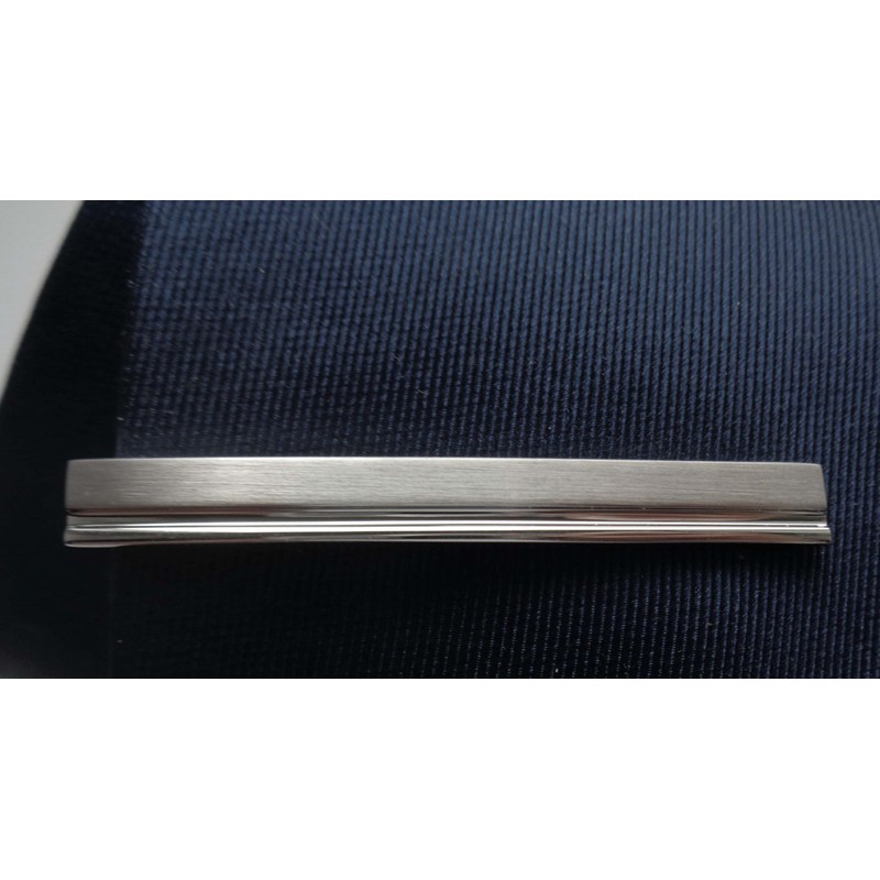 Tie Clip Short 5.8 cm Silver Matte Shiny Including Gift