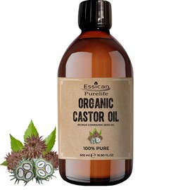 Organic Castor Oil 500ml for Skin and Eyelashes, Cold Pressed Premium Organic Castor Oil for Hair Growth 100% Pure Hexane Free