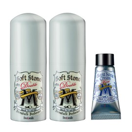 Deonature Men's Soft Stone W, Non-Menthol Formula, For Underarmpits, Direct Nouring, Antiperspirant, Sticks x 2, 0.7 oz (20 g) x 2, Bonus Included