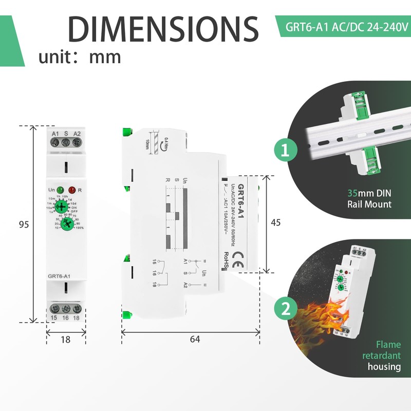 Delay On 10A Timer Relay, 24V Time Relay GRT6 A1
