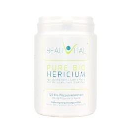 Pure Bio Hericium Erinaceus Capsules | Lions Mane 120 Capsules Each 500 mg Hedgehog Spiny Beard Powder from EU Organic Agriculture, Vegan, No Artificial Additives