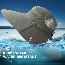 Peicees Super Wide Brim Sun Hat UPF 50+ UV Waterproof Fishing Hat for Men Women, Army Green, One Size