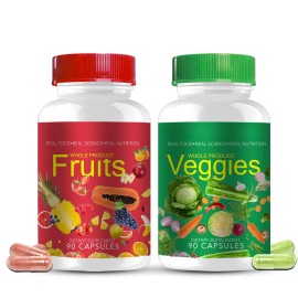 Unbranded 1 Set Fruits and Veggies Supplements - 90 Fruit Capsules, 90 Veggie Capsules New