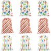 Fun Express Assorted Designs Jumbo Christmas Nonwoven Polyester Drawstring Bags