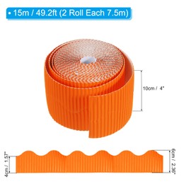 PATIKIL 3.9inch x 49.2ft Bulletin Board Border, Scalloped Trim Paper Corrugated Paper for Locker Classroom Decor Black White Cork Poster Boards, Orange