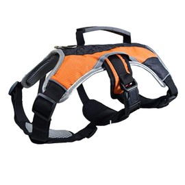 Peak Pooch - No-Pull Dog Harness - Padded, Mesh Fabric Dog Vest with Reflective Trim, Lifting Handles and Buckle Straps - Orange Dog Harness - XL
