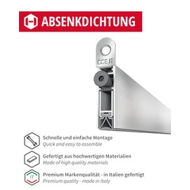 Gedotec Lowerable floor seal, 1 piece door seal, 12 x 40 mm, square, length 830 mm, can be shortened, lowering seal for doors, door floor seal, wind protection, anti-cold thermal insulation, for