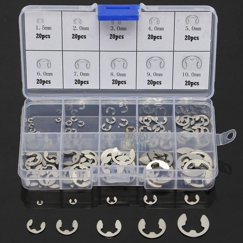 200Pcs Circlips E Clips, Stainless Steel E Clips 10 Sizes