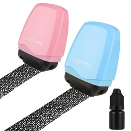 Girls'love talk Privacy Roller Stamp 2 Pieces Roller Stamps Camouflage Refillable Self-Inking Privacy Stamp for Identity Privacy (Pink and Blue and Ink)