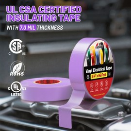 RED WOLF 10 Pack Purple Electrical Tape 3/4 Inch x 66 Ft Industrial Grade UL/CSA Listed 7 Mil Thick Flame Retardant High Temp Waterproof Electrical PVC Tape Electric Super Vinyl Rated 600V