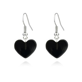 CYV Transparent Colorful Handmade Heart Dangle Earrings For Women (black)