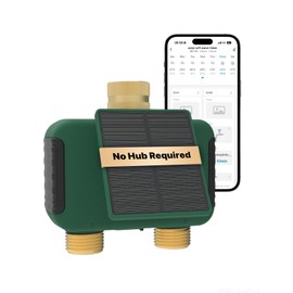 MOES Solar WiFi Hose Timer, 2-Zone Sprinkler Water Timer, Brass Fittings