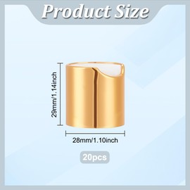 WEBEEDY 20 PCS Plastic Disc Top Caps 28/410 Aluminized PP Press Cap Gold Leakproof Bottle Hats for Squeeze Bottles Reusable Push Down Closures lids for Shampoo, Lotion, Conditioners,Creams,28x29mm