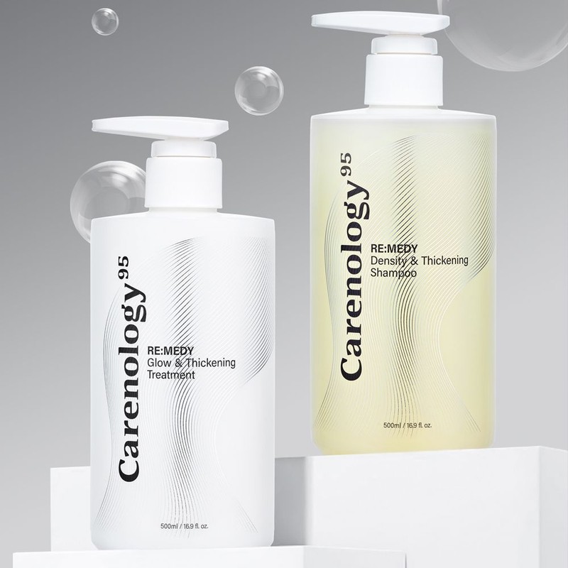 Carenology 케어놀로지 레미디 밀도 볼륨 탈모완화 /카페인/비오틴/엑토인 샴푸500ml 2개