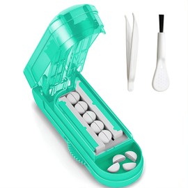 Tablet Divider for Small Tablets Cutter Pill Divider Small Tablet Cutter Pill Cutter Tablet Splitter with Brush and Tweezers for All Tablets (Green)