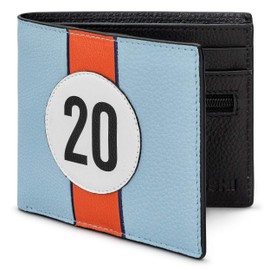 Yoshi Race Car Livery #20 Men's Leather Wallet, Genuine Blue & Black Leather Wallet, RFID Blocking Wallet, Slim Wallet for Men