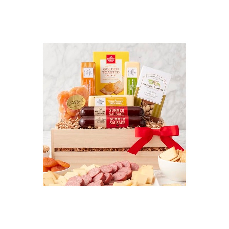 California Delicious Meat and Cheese Gift Crate, 7 Piece Set