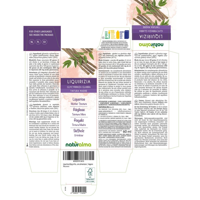 Liquorice or Liquorice (Glycyrrhiza glabra) Roots Alcohol-Free Mother Tincture Naturalma