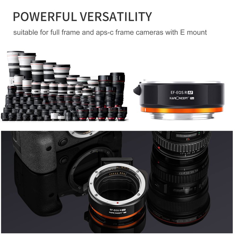 K&F Concept EF- EOS R Auto Focus Lens Adapter, Auto
