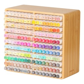 walowalo Marker Organizer Hold 176 Markers Birthday Gifts Bamboo Pen Holder Art Supply Pencil Storage Organizer with 22 Compartments All-in-One Marker Storage for Home Office Desk Classroom