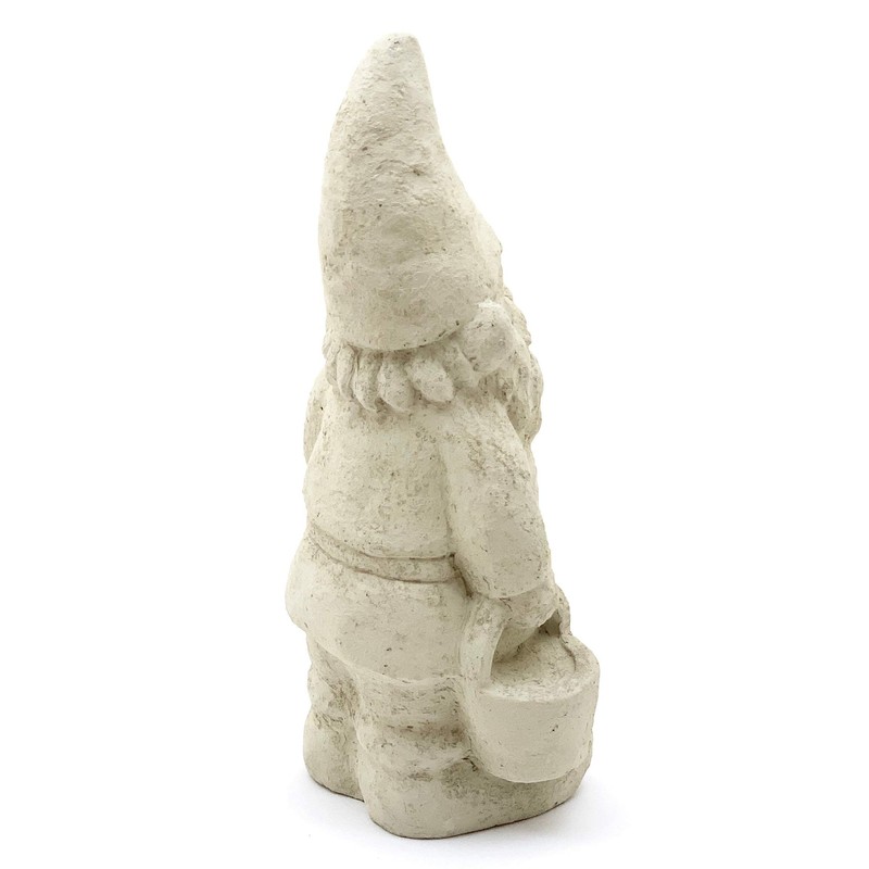 Garden Gnome with Bucket: Solid Durable Stone Statue with Vintage
