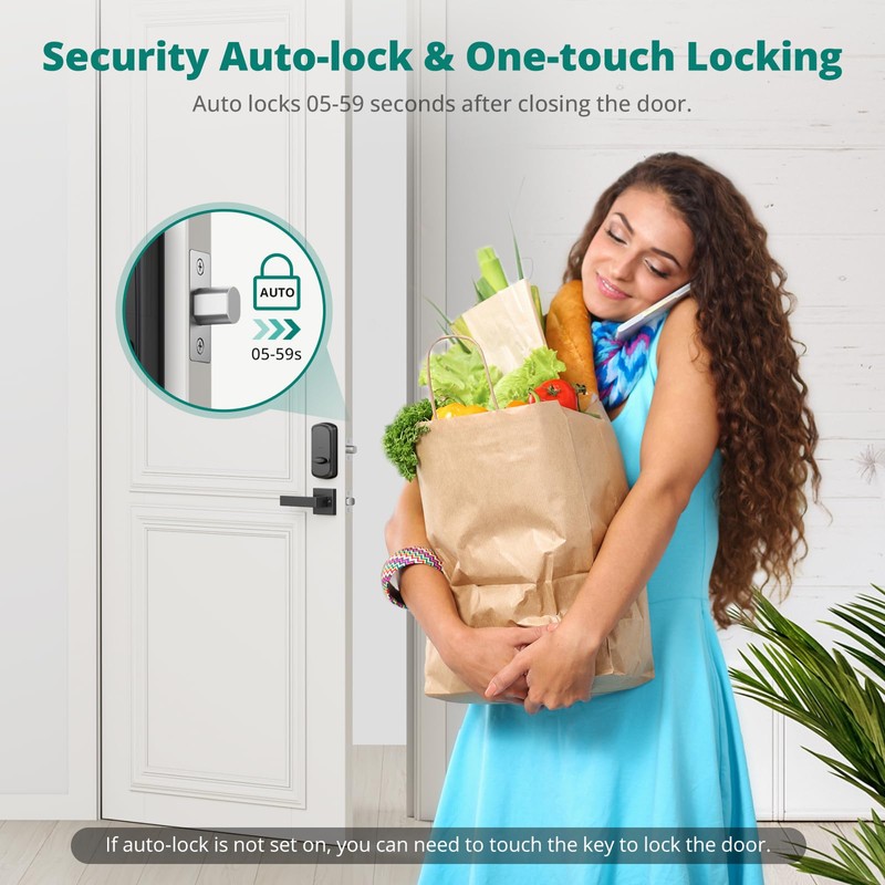 AkaGear Keypad Door Lock with Handle - Fingerprint Deadbolt, Keyless