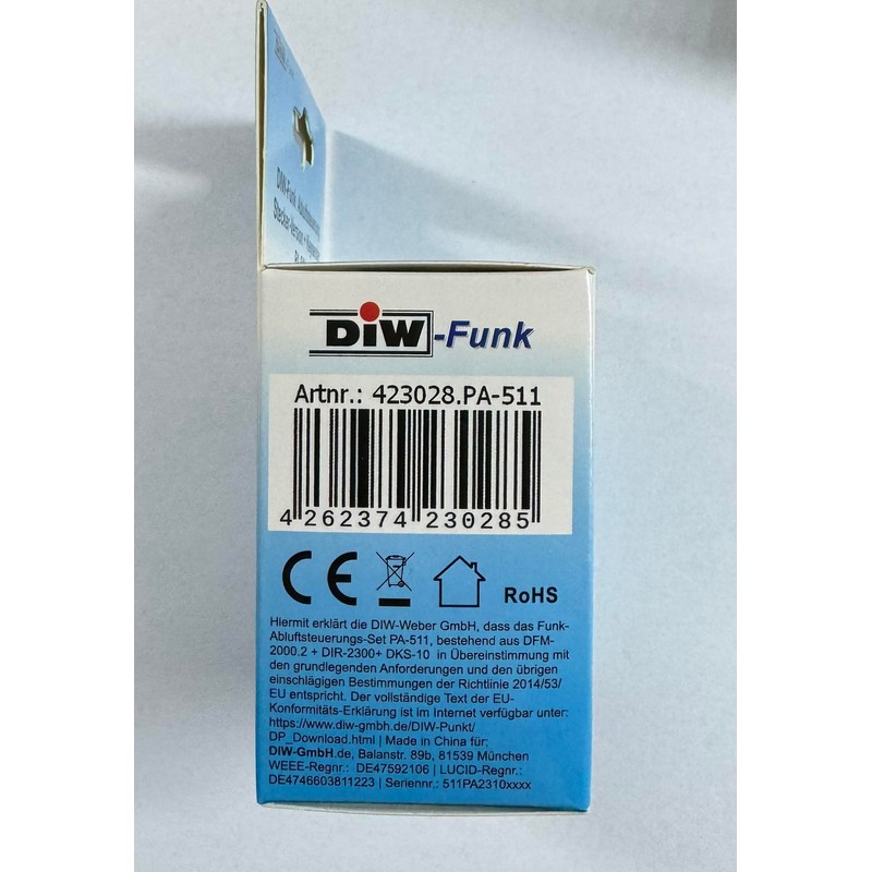DIW-Funk Exhaust Control PA-511 Economy Set Window Contact Switch DFM-2000