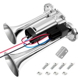 CARFKA Air Horn for Truck Boats Car, 150DB Super Loud Train Horns Kit with 120 PSI Air Compressor (silver)